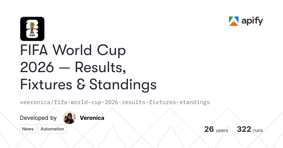 FIFA World Cup 2026 Scraper — Scores, Fixtures, Standings API in ...