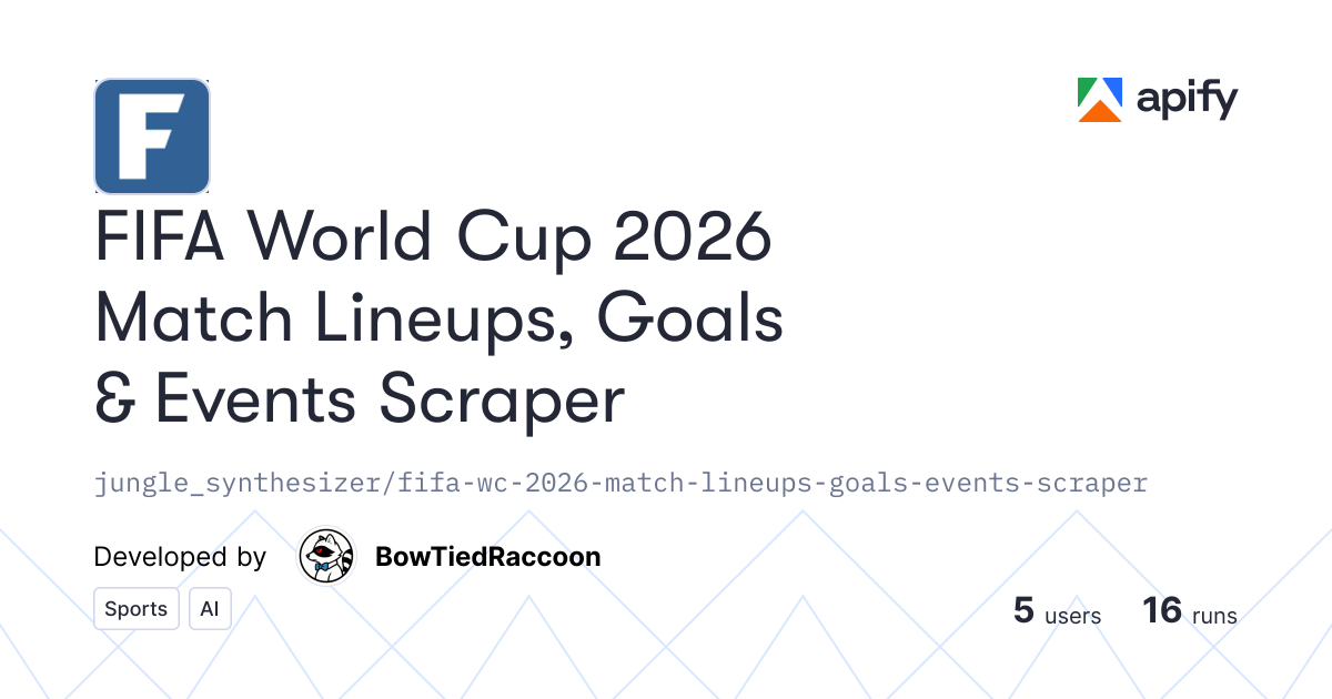 FIFA World Cup 2026 Match Lineups, Goals & Events Scraper API in Python ...
