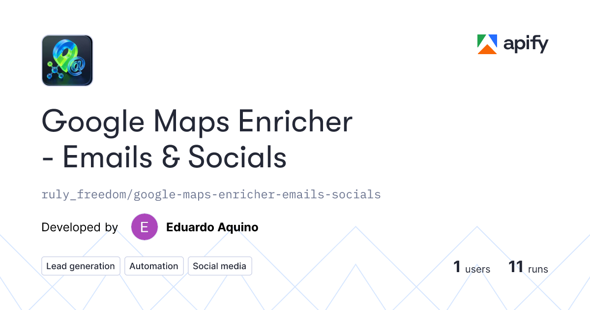 Google Maps Lead & Email Enricher · Apify