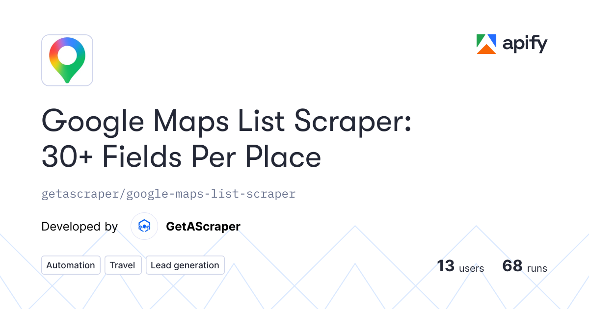 Google Maps List Scraper: Export to CSV/JSON API in Python · Apify