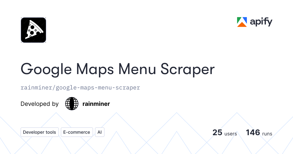 Google Maps Menu Scraper · Apify