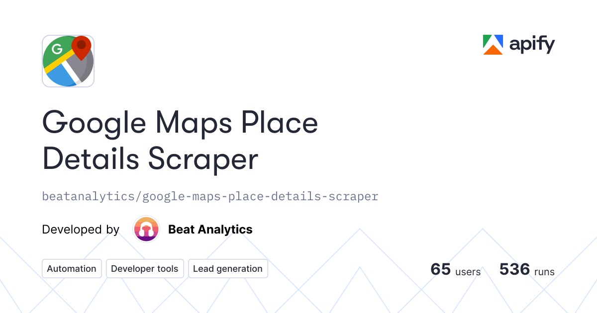 Google Maps Place Details Scraper · Apify