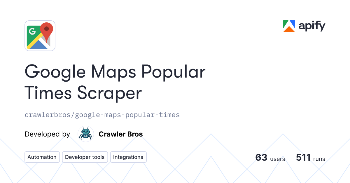 Google Maps Popular Times Scraper API in JavaScript · Apify