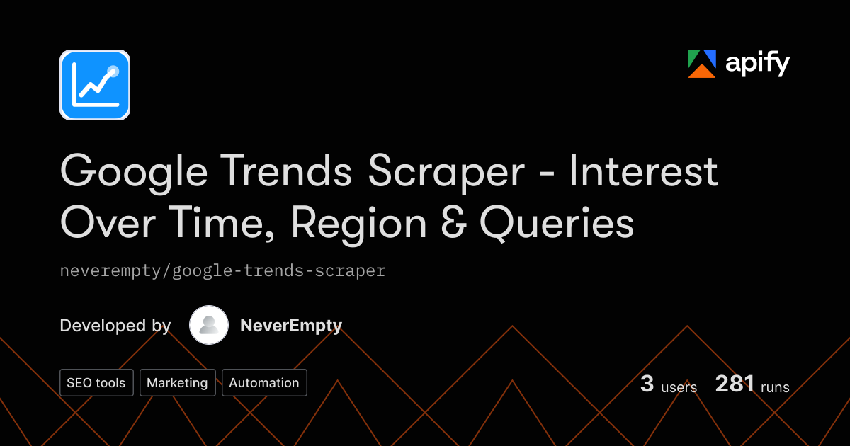 Bookmarks Web Browser Google Trends Scraper - Fast Google Trends API (No Browser) · Apify
