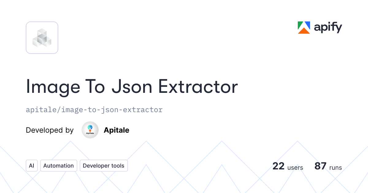 Image To Json Extractor · Apify