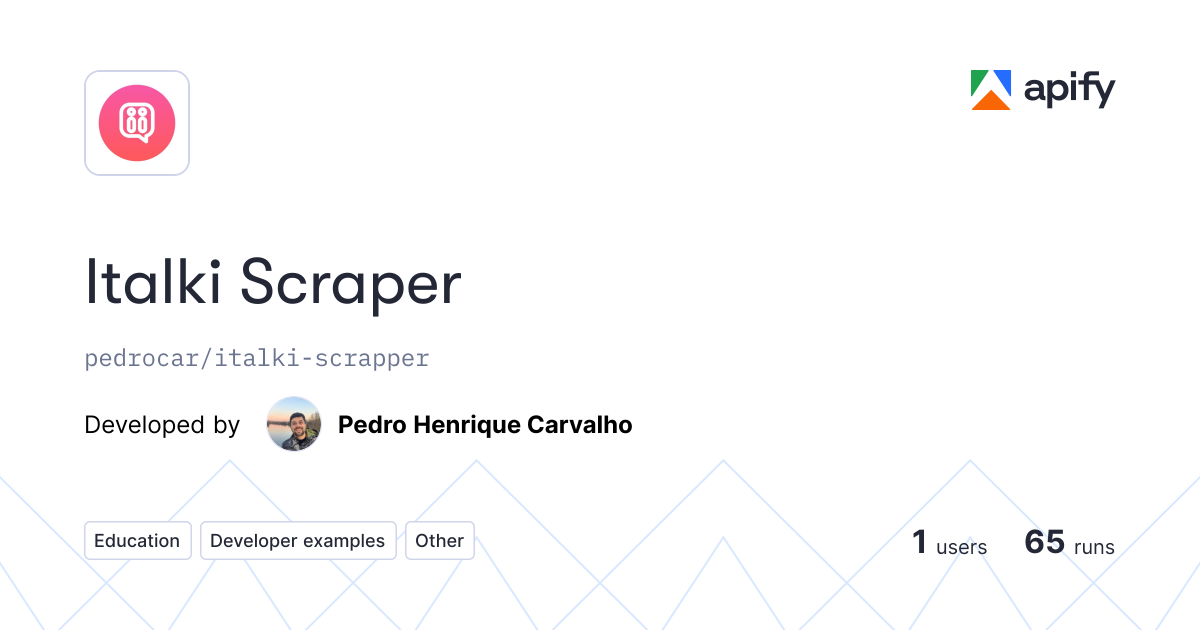 Input · Italki Scraper · Apify