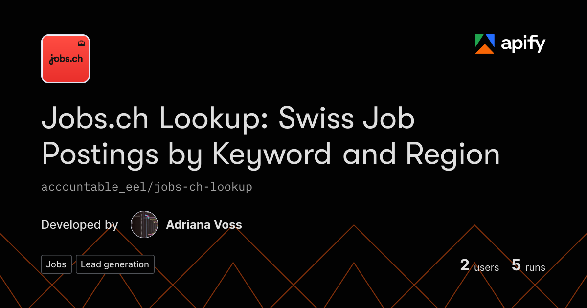 Website Or Code Output Icon Output · jobs.ch scraper · Apify
