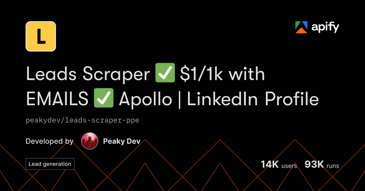 Apify Linkedin Issues · Leads Scraper $1/1k with EMAILS Apollo | LinkedIn Profile · Apify