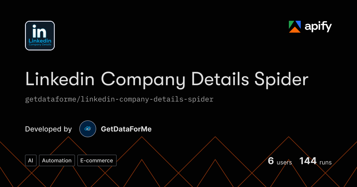 Apify Linkedin Linkedin Company Details Spider API through CLI · Apify