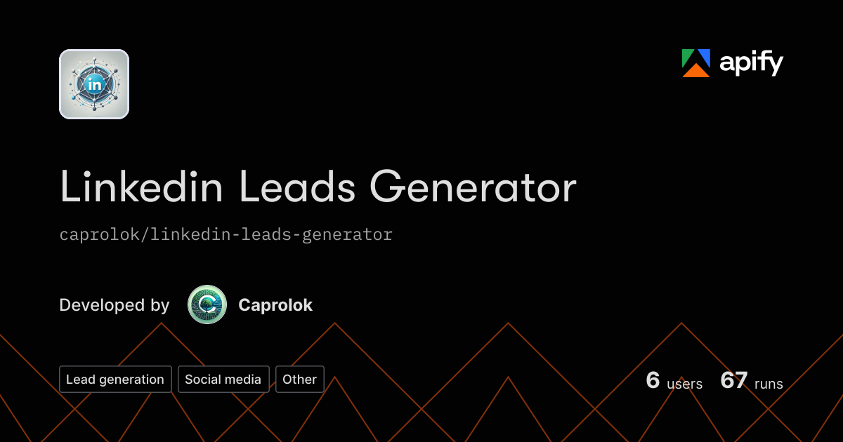 Apify Linkedin Linkedin Leads Generator · Apify