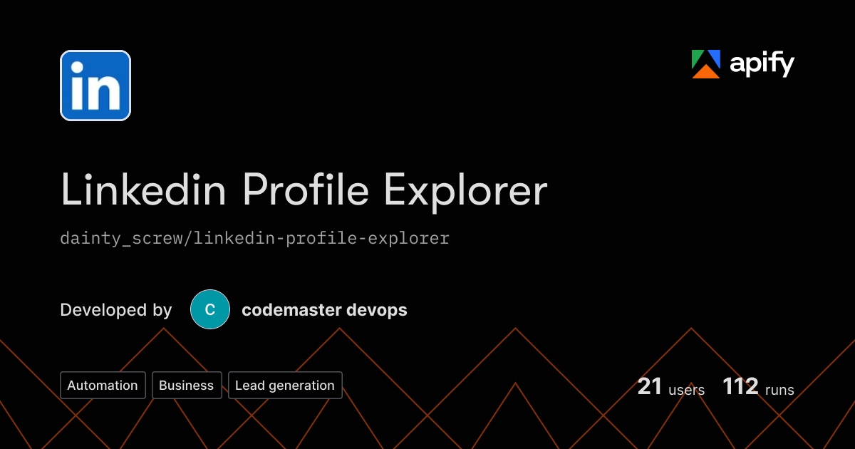 Apify Linkedin Linkedin Profile Explorer · Apify