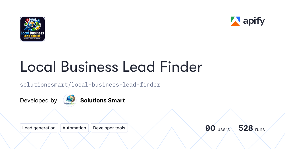 Local Business Lead Finder, Google Maps Scraper & Enrichment · Apify