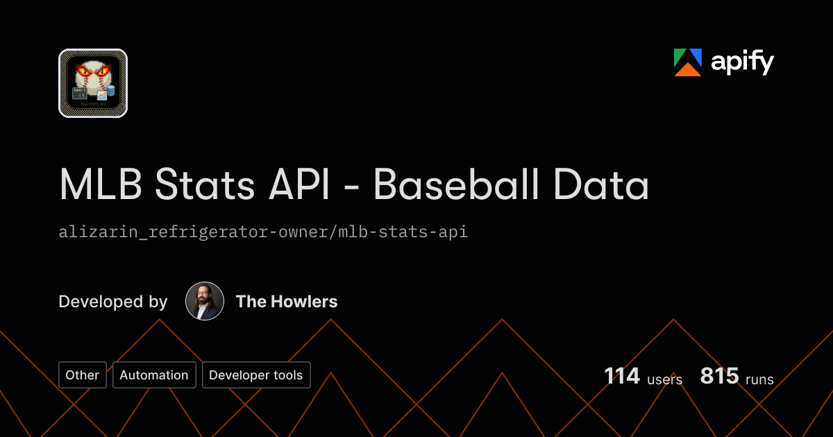 Baseball Stats Api MLB baseball statistics API player stats game data standings · Apify