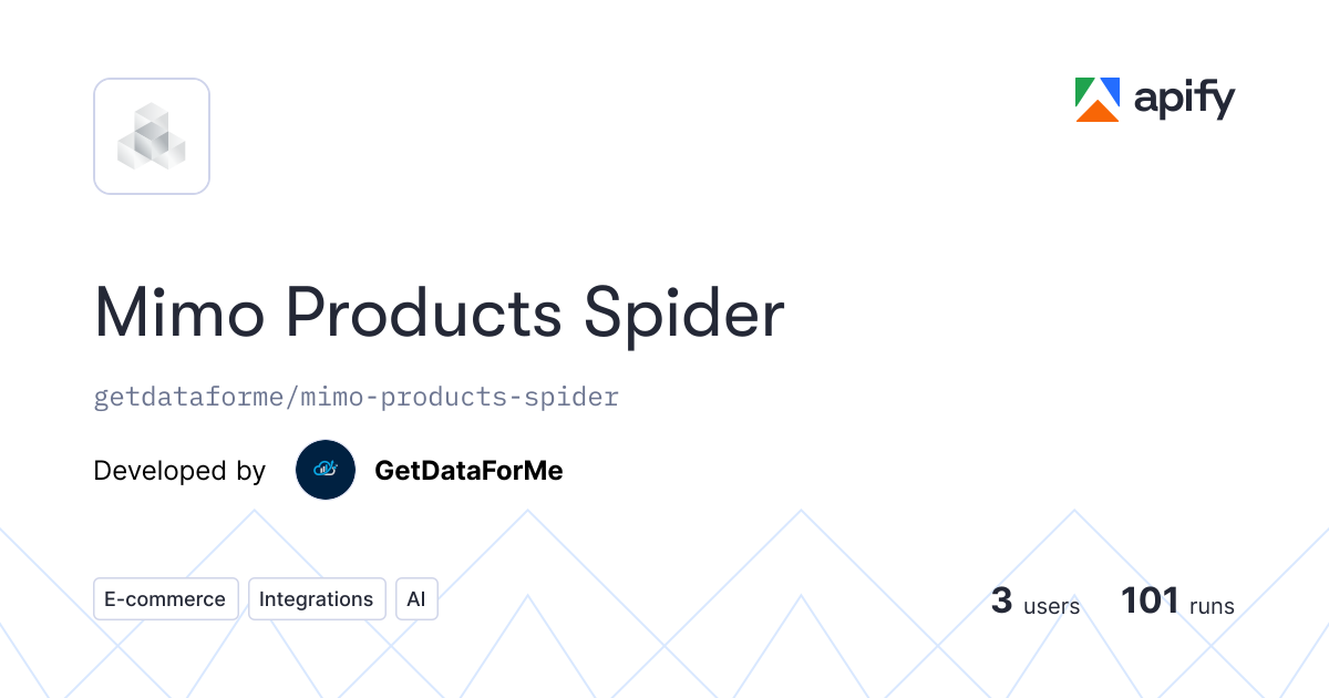 Mimo Products Spider API in Python · Apify