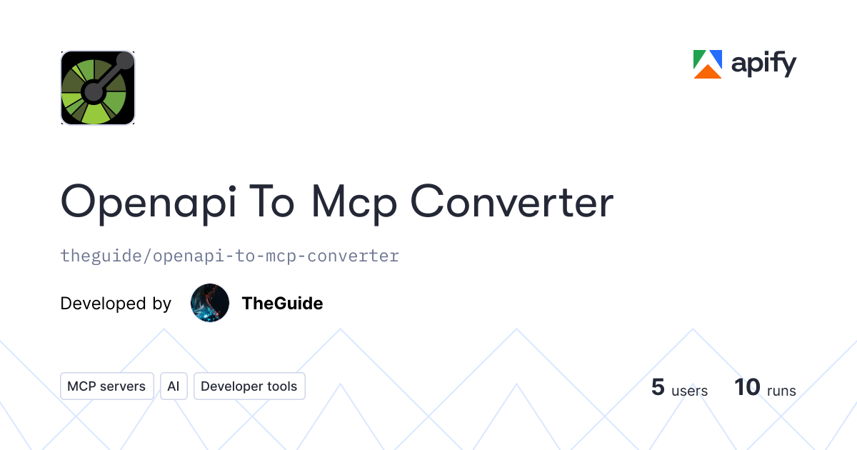 Issues · Openapi To Mcp Converter · Apify