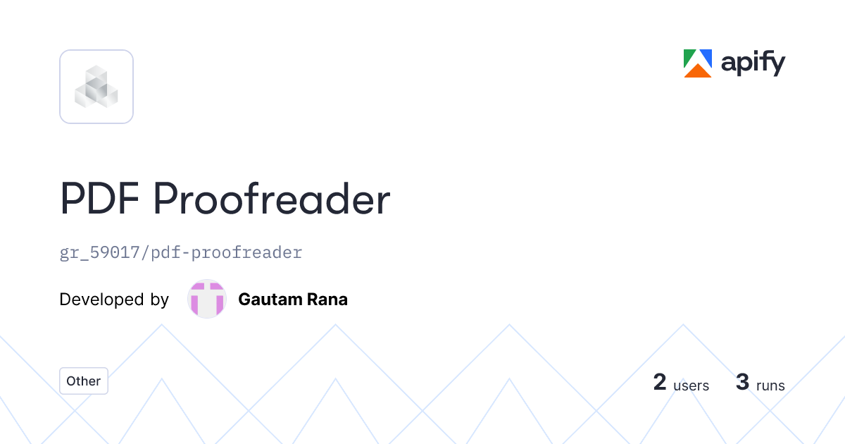 PDF Proofreader OpenAPI definition · Apify