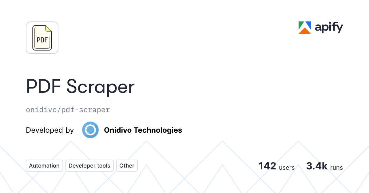 PDF Scraper Python API · Apify