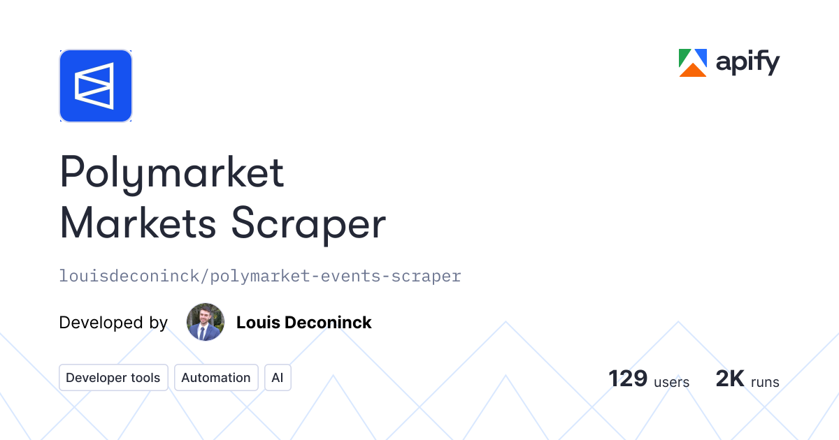 Polymarket Markets Scraper API in Python · Apify