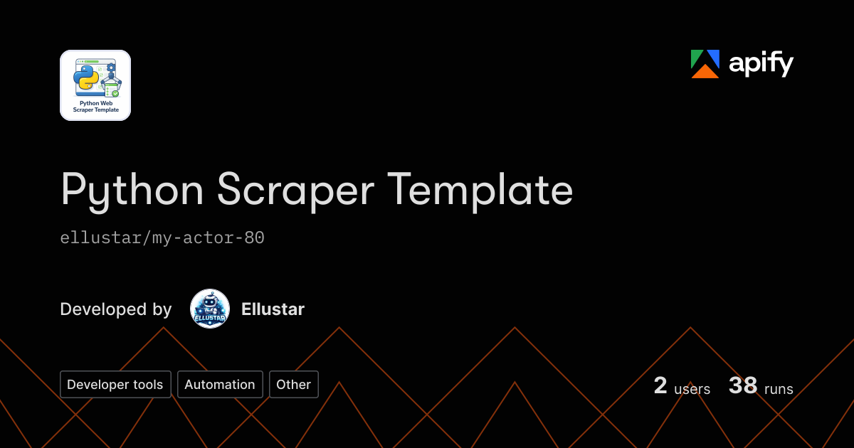 Python Scraper App Write Python Web Scraper Template · Apify