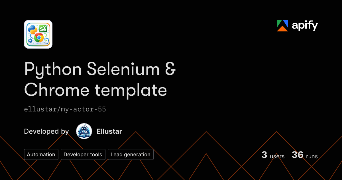 Input · Python Selenium & Chrome Template · Apify