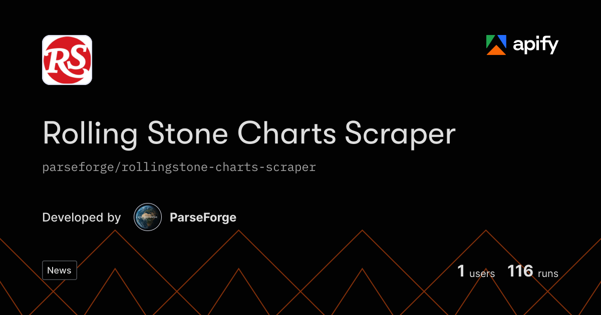 Python Charts Professional Rolling Stone Charts Scraper - Top Albums, Songs & Artists · Apify