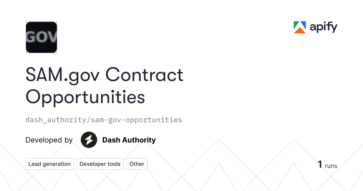 SAM.gov Contract Opportunities · Apify
