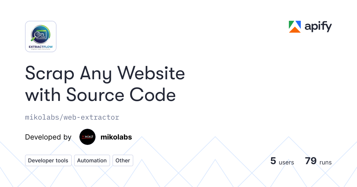 Scrap Any Website with Source Code OpenAPI definition · Apify