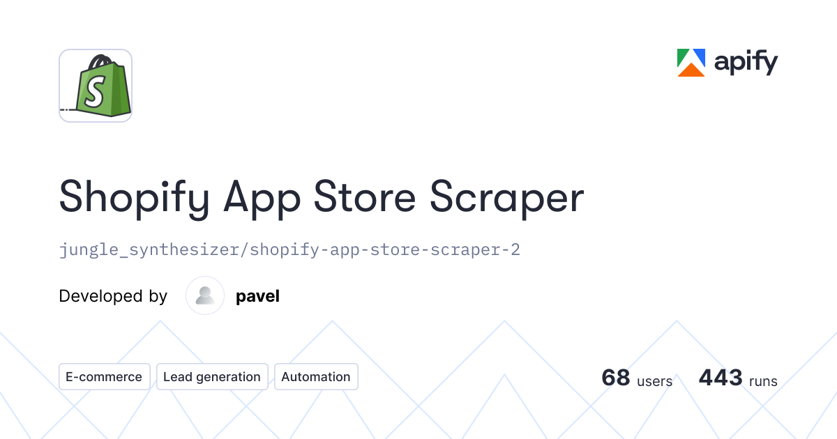 Shopify App Store Scraper · Apify