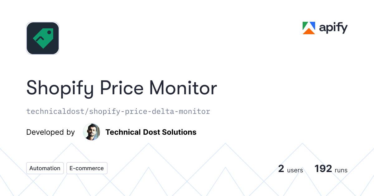 Shopify Price Delta Monitor - Track Product Price Changes · Apify