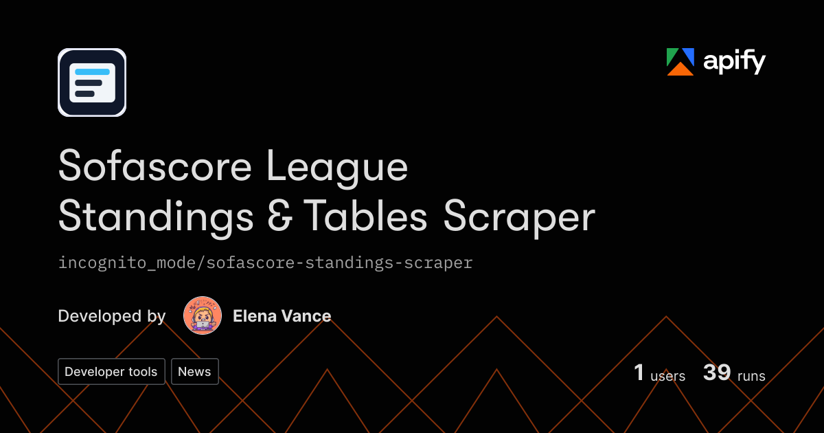 Python Web App Tables Sofascore League Table & Standings API ยท Apify