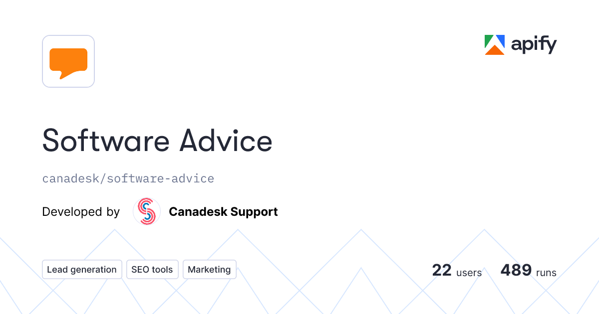 Issues · Software Advice · Apify