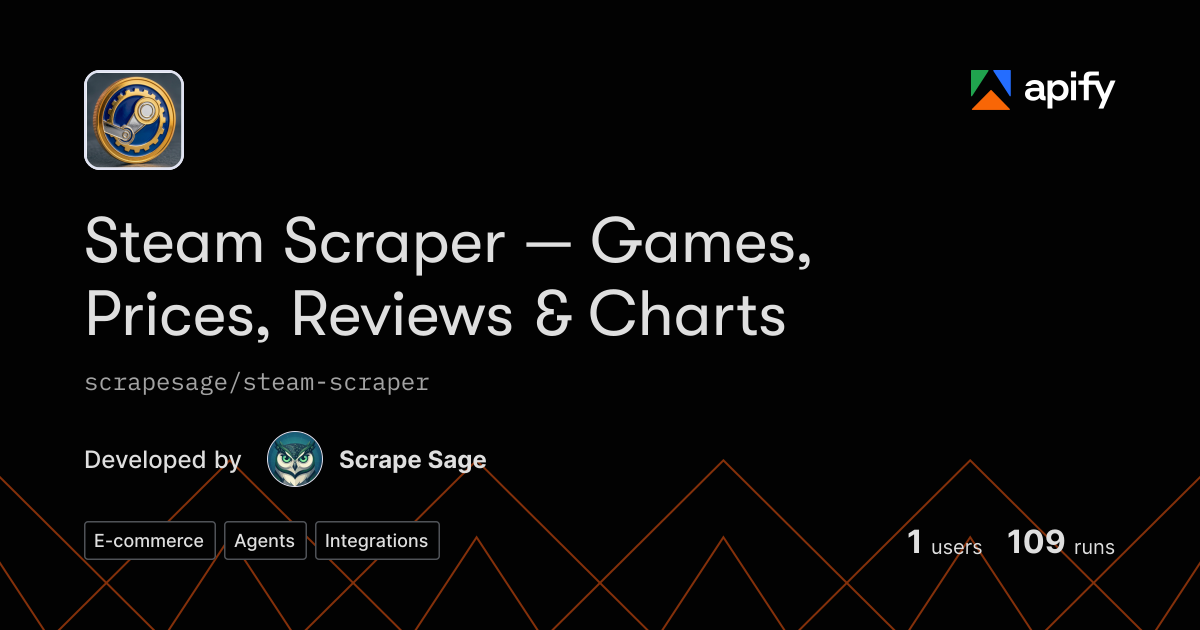 Python Charts Professional Steam Scraper - Games, Prices, Reviews & Charts API · Apify