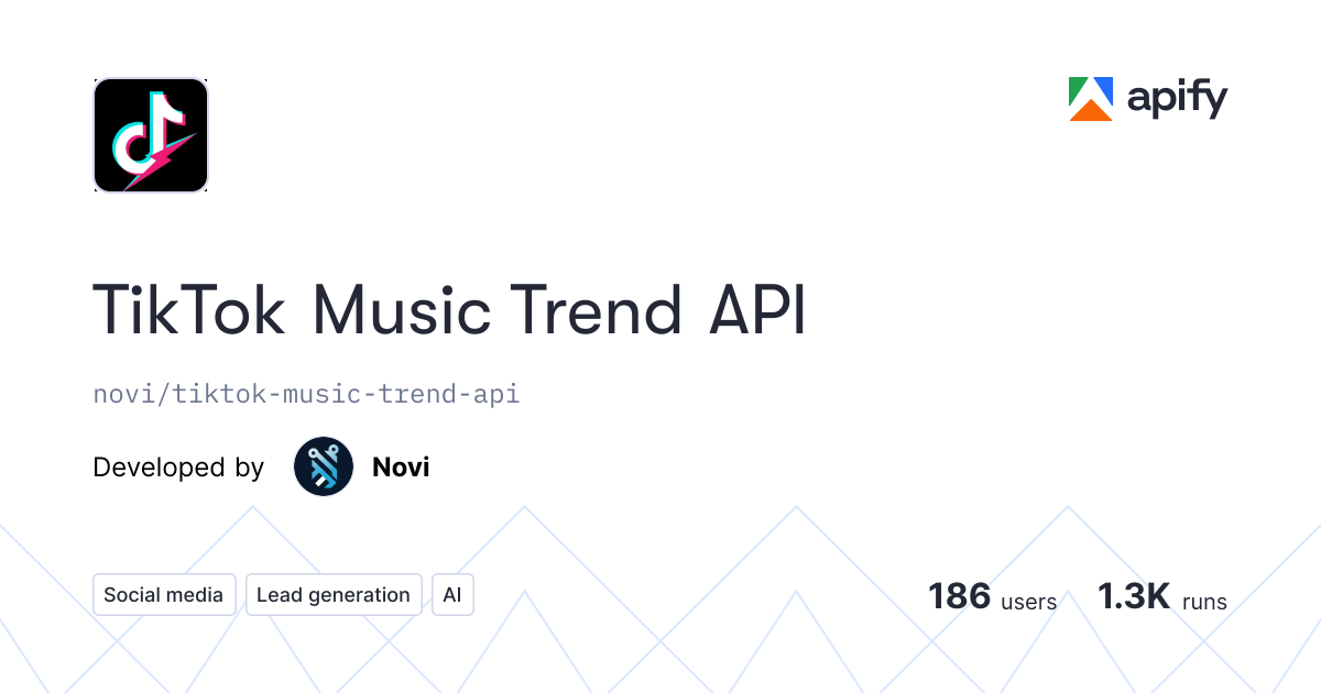 TikTok Music Trend API API in Python · Apify