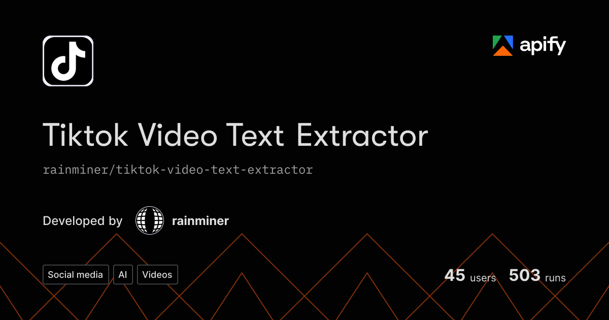 Tiktok Video Text Extractor · Apify