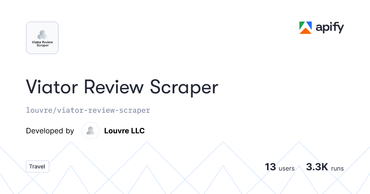 Viator Review Scraper API in Python · Apify