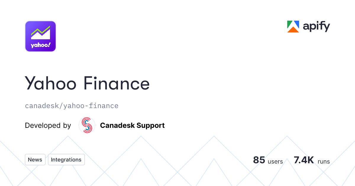 Yahoo Finance API in Python · Apify