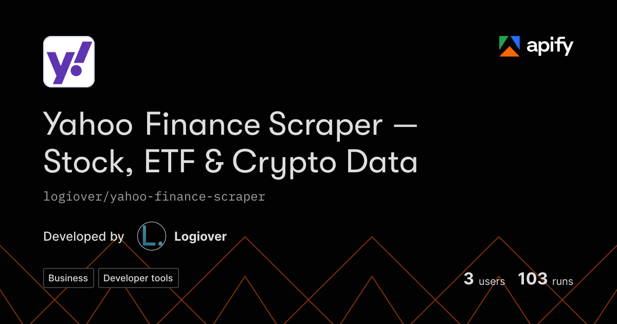 Yahoo Finance Scraper — OHLCV, Live Quotes & Symbol Search · Apify