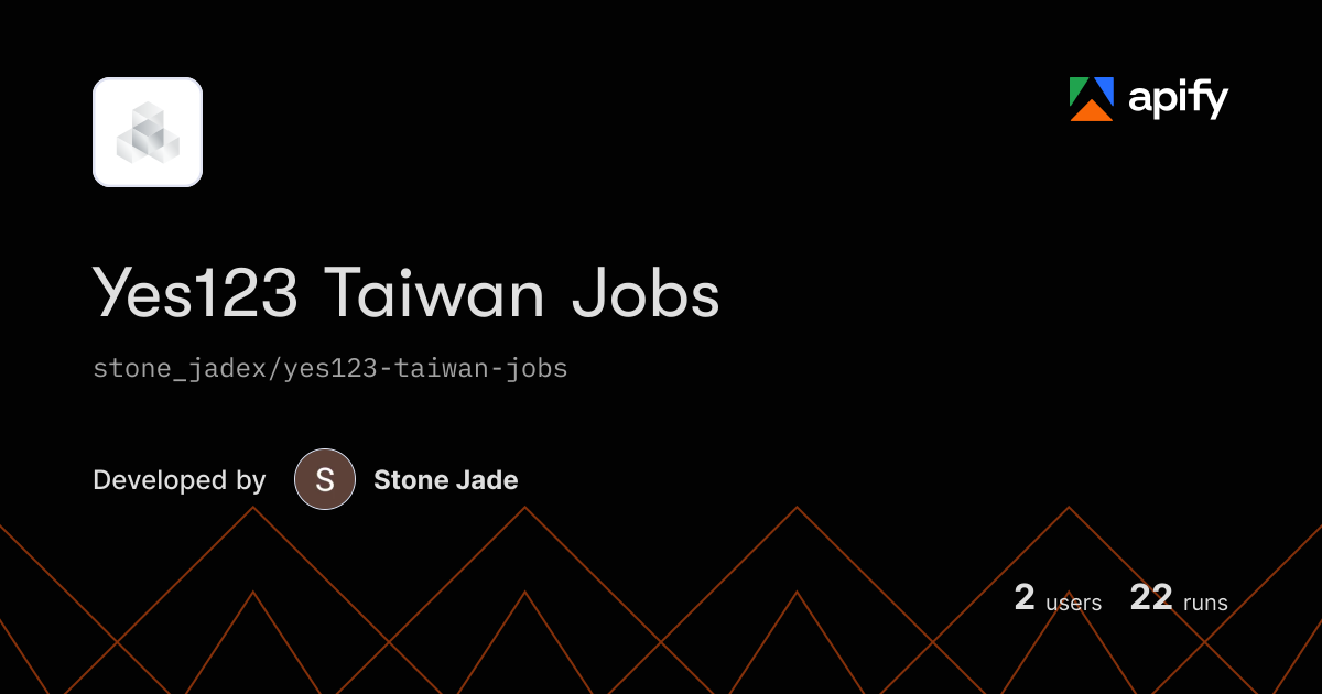 Website Or Code Output Icon Output · Yes123 Taiwan Jobs · Apify