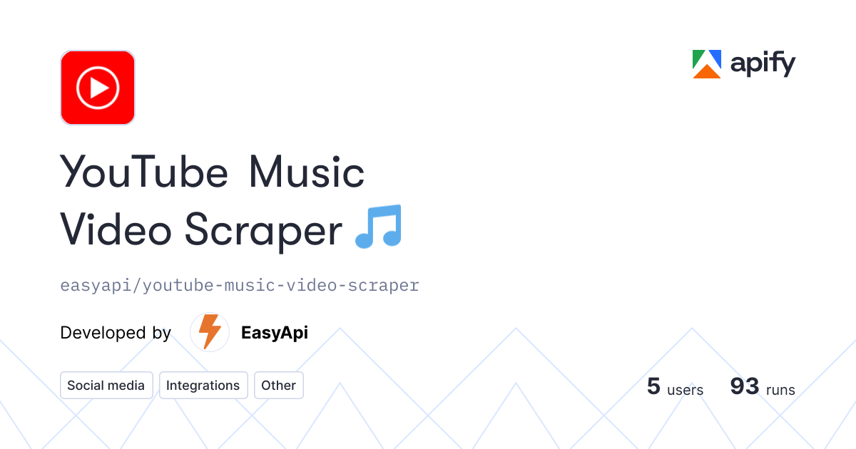 YouTube Music Video Scraper 🎵 · Apify