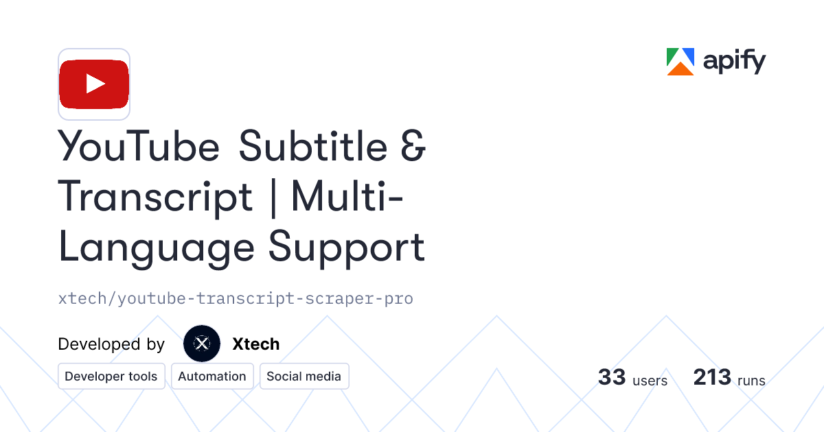 YouTube Subtitle & Transcript | Multi-Language Support API in Python ...