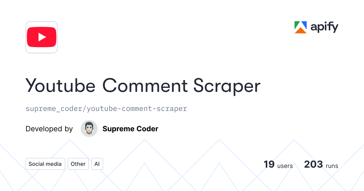 Youtube Comment Scraper · Apify