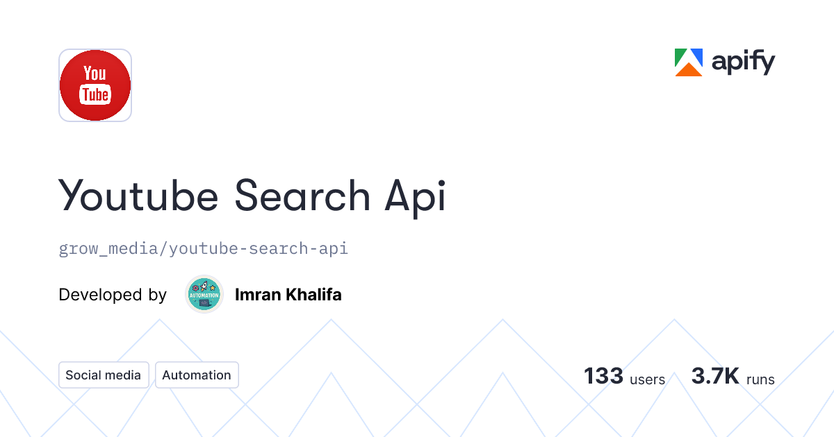 Youtube Search Api API in Python · Apify