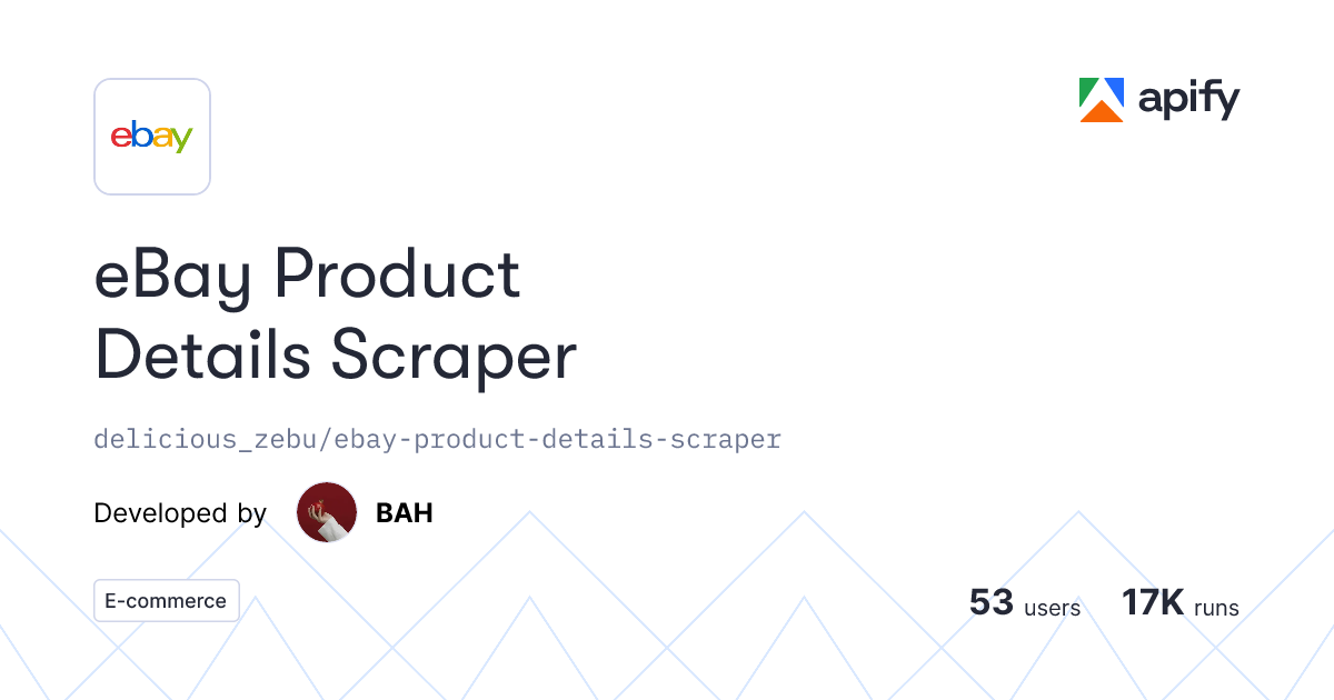 Input · eBay Product Details Scraper · Apify