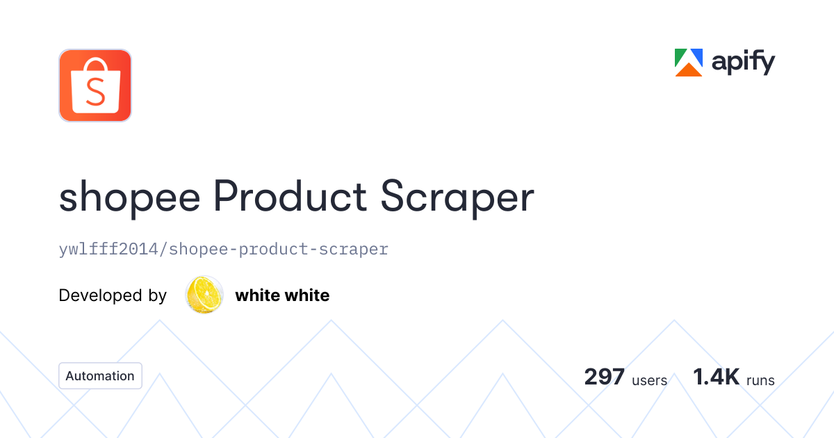 Input · shopee Product Scraper · Apify
