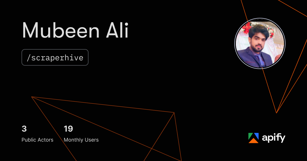 Mubeen Ali (scraperhive) · Apify