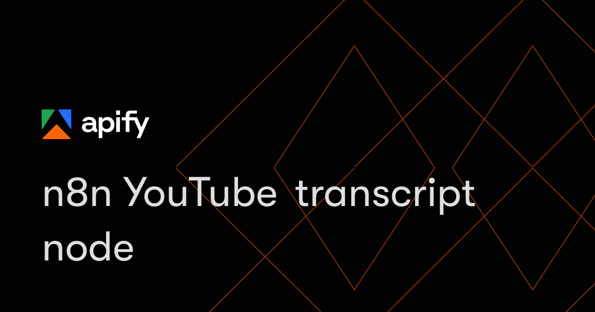 n8n YouTube transcript node · Apify